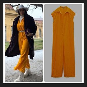 NEW Zara jacquard jumpsuit full length paisley frayed hem